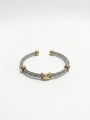 Two-Tone Twisted Cable Cross Cuff Bracelet