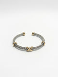 Two-Tone Twisted Cable Cross Cuff Bracelet