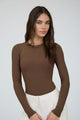 Round Neck Long Sleeve Sweater Knit Bodysuit