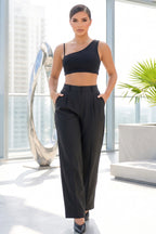 High Rise Wide Leg Trouser Pants