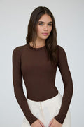 Round Neck Long Sleeve Sweater Knit Bodysuit