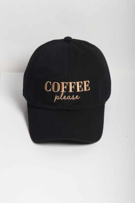 Coffee Please Embroidered Baseball Cap