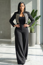 Napoleon Gold Button Cropped Military Jacket