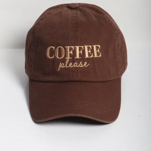 Coffee Please Embroidered Baseball Cap