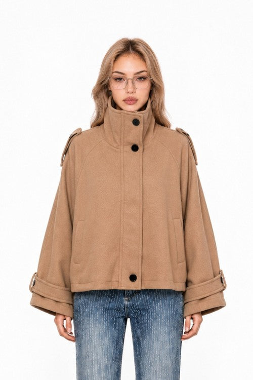 City Command High Collar Jacket – Taupe