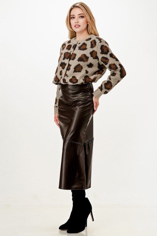 Midnight Edge Faux Leather Maxi Skirt