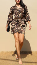 Wild Elegance Leopard Print Wrap Mini Dress