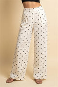 Retro Vibes Satin Polka Dot Wide Leg Pants