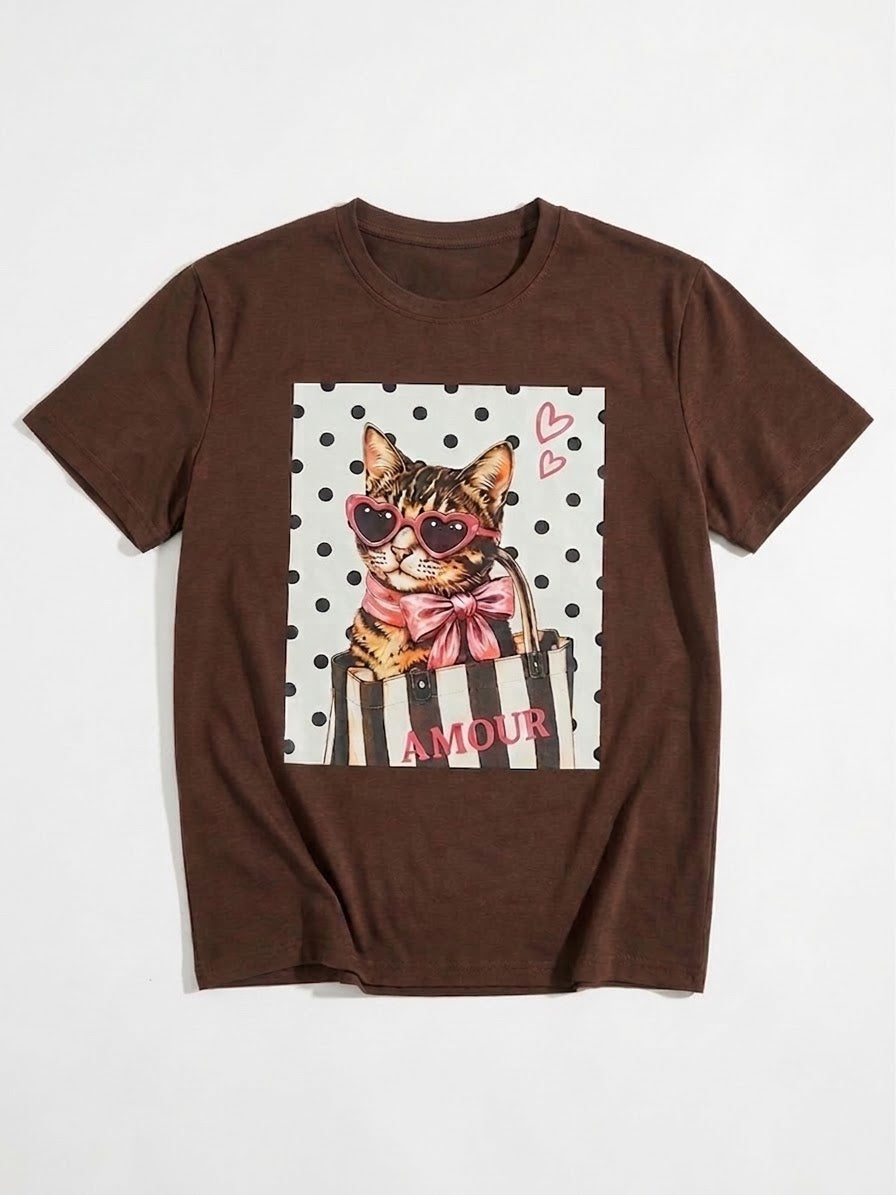 Coquette Kitty Amour Graphic T-Shirt