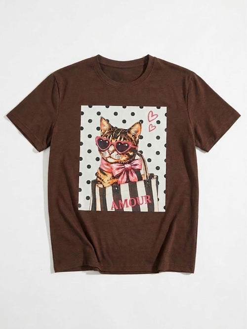 Coquette Kitty Amour Graphic T-Shirt