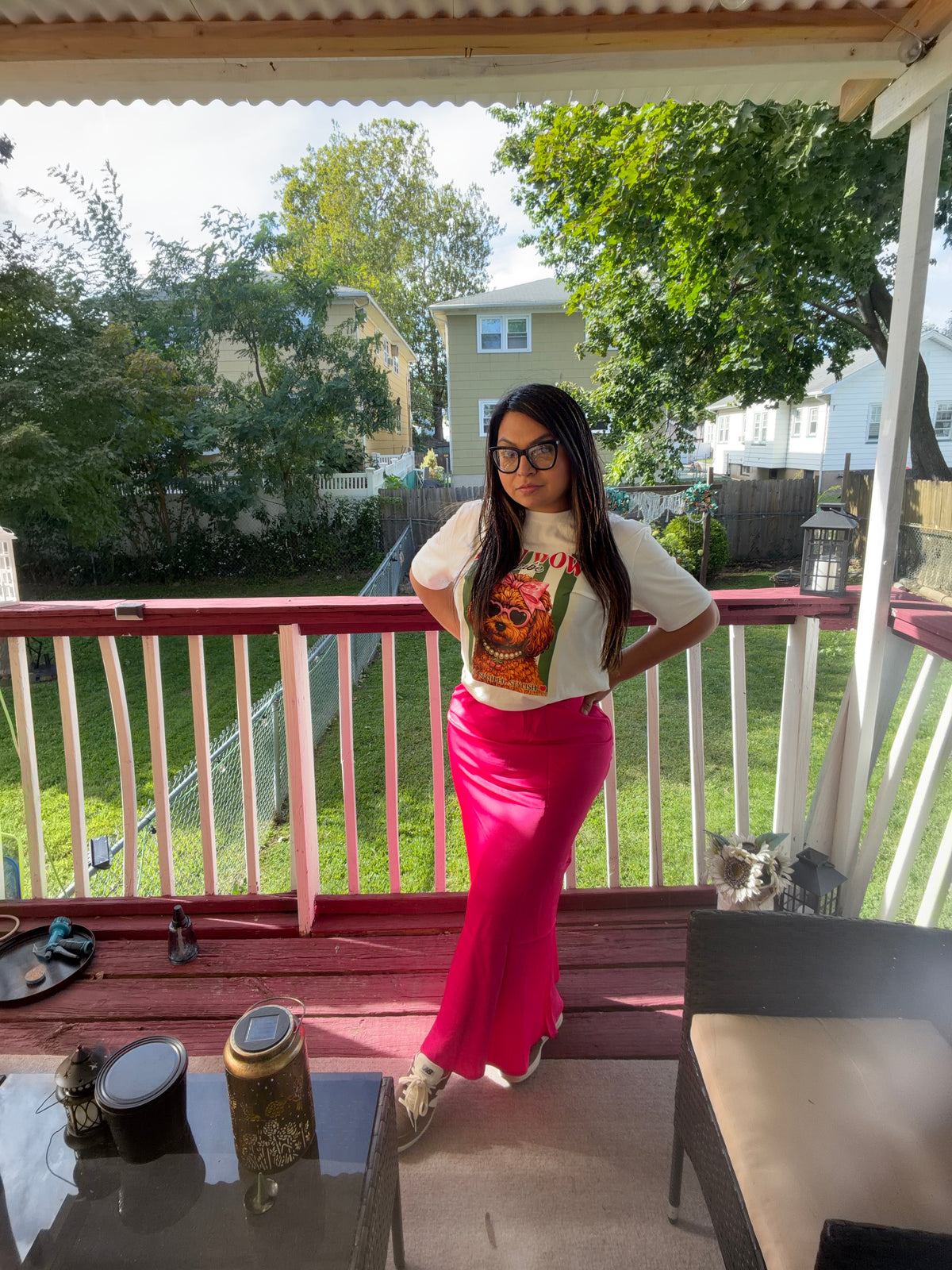Fuchsia Satin Midi Skirt
