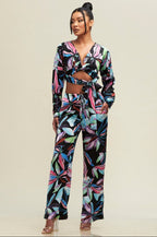 Conjunto de Pantalón Elegante "Flores del Paraíso"