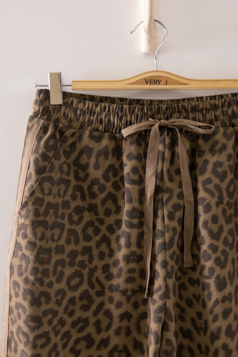 Pre-order Leopard Contrast Tape Wide-Leg Pants