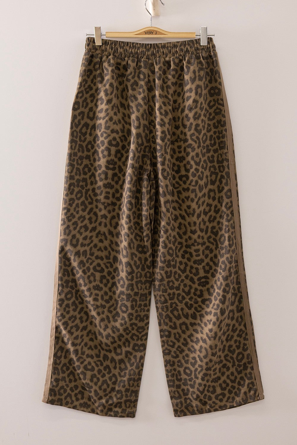 Pre-order Leopard Contrast Tape Wide-Leg Pants