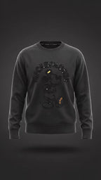 Mickey Mouse Black Embroidered Fleece Crewneck  Crop Sweatshirt